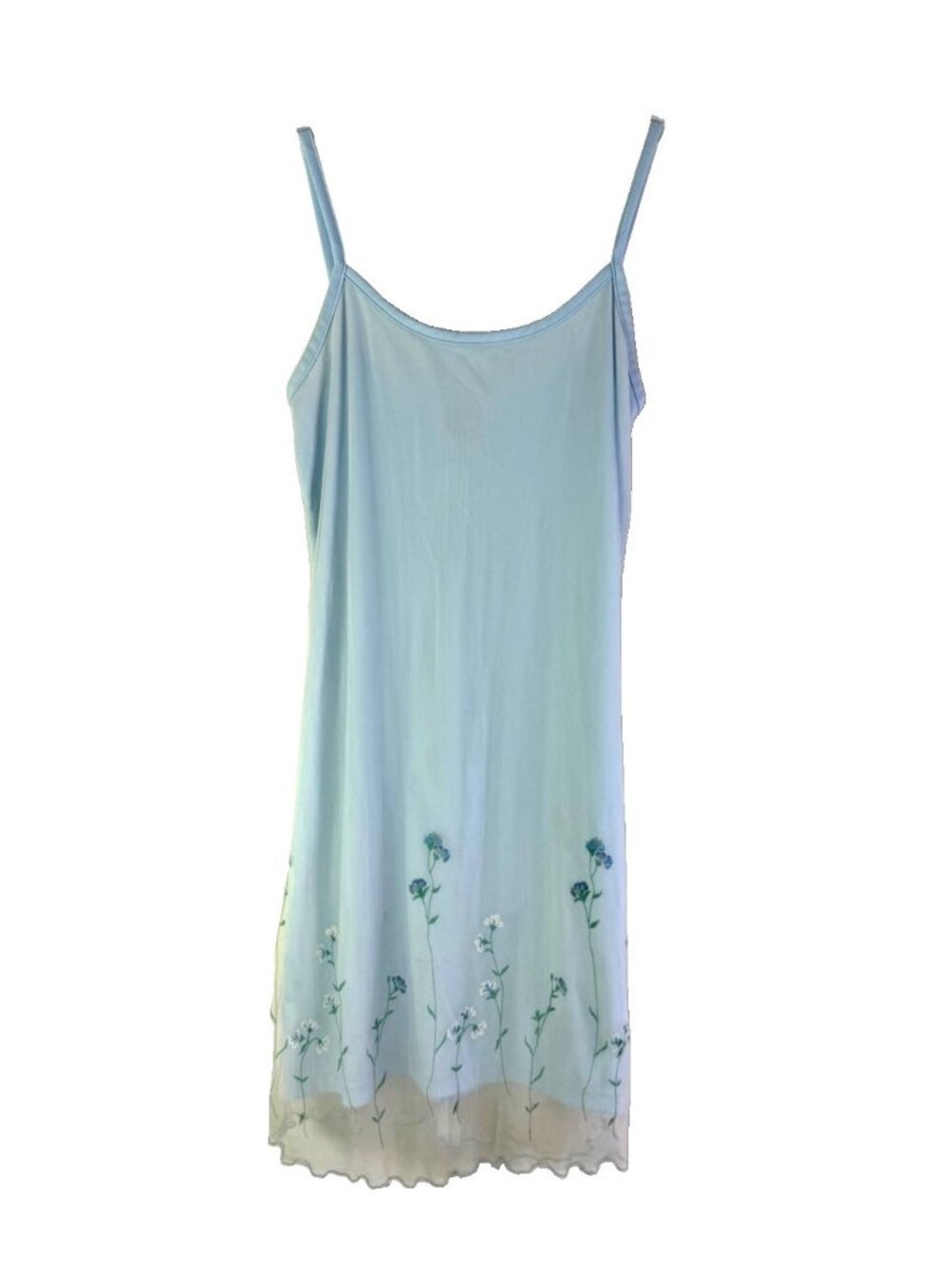 Vintage Y2K Slip Dress Blue Floral Spaghetti Baby Fairy Streetwear